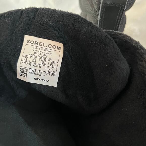 Sorel Quilted Tall Snow Boot Black Leather Waterproof Lace Up Lined Women’s 7.5 - Picture 6 of 7